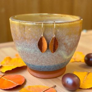 Hammered leaf earrings